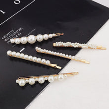 Load image into Gallery viewer, Pearl Gold Toned Hair Pin Fashion Bobby Pins Set of 5
