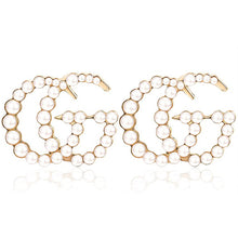 Load image into Gallery viewer, Pearl G Initial Earrings Gold Tone 925 Posts
